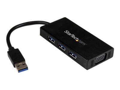 StarTech.com USB 3.0 to VGA External Graphics Adapter with 3-Port USB Hub e