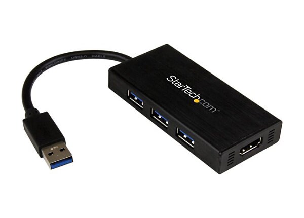 StarTech.com USB 3.0 to HDMI External Graphics Adapter with 3-Port USB Hub