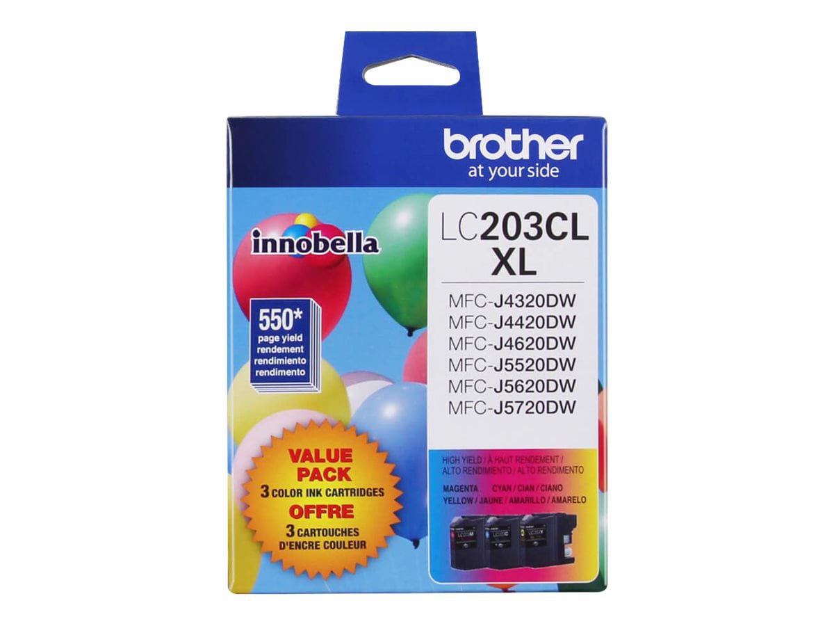 Brother LC203CL XL - 3-pack - High Yield - yellow, cyan, magenta - original - ink cartridge