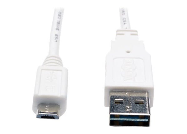 Tripp Lite 3ft USB 2.0 High Speed Cable Reversible A to 5Pin Micro B M/M White 3' - USB cable - 91 cm