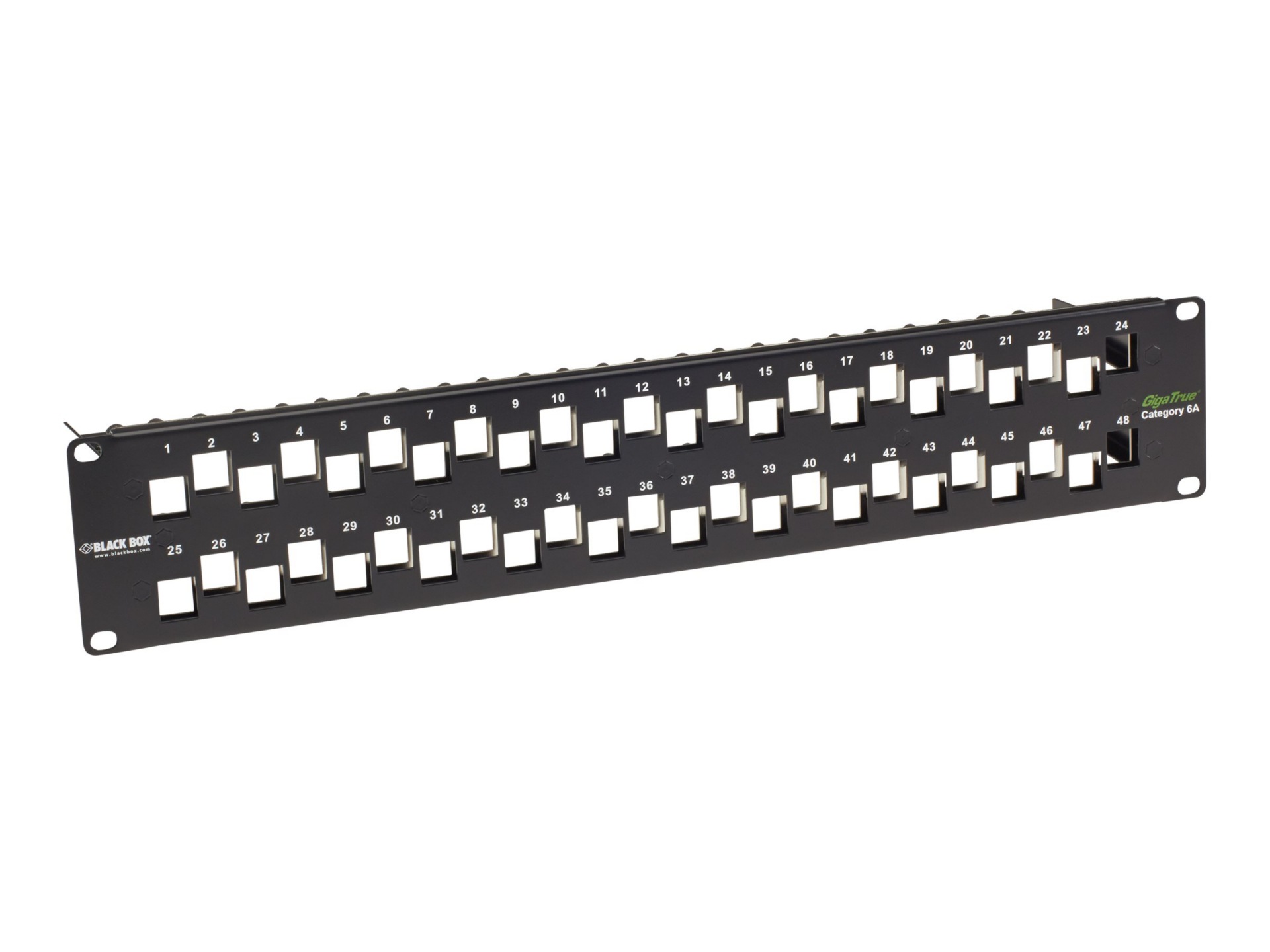 Black Box 48 Port CAT6A Staggered BLANK 2U Keystone Patch Panel
