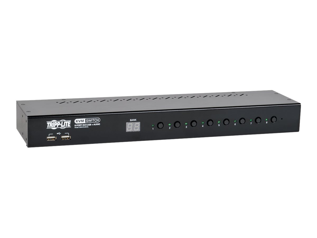Tripp Lite 8-Port Rackmount DVI USB KVM Switch w/ Audio & 2-Port USB Hub 1U