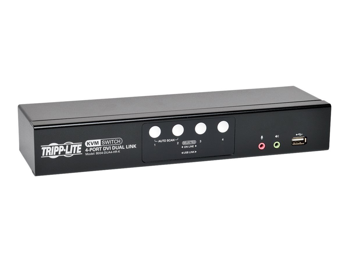 Tripp Lite 4-Port DVI/USB KVM Switch Dual Link w/ Audio &amp; Cables - KVM / audio switch - 4 ports - TAA Compliant
