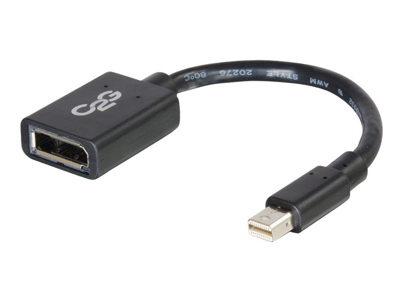 C2G 6in Mini DisplayPort to DisplayPort Adapter - Mini DP to DP Adapter - 4K 30Hz - Black - M/F