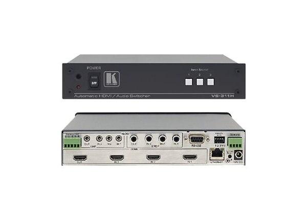 Kramer VS-311H 3x1 HDMI, Stereo & S/PDIF Audio Standby Switcher - video/audio switch - desktop