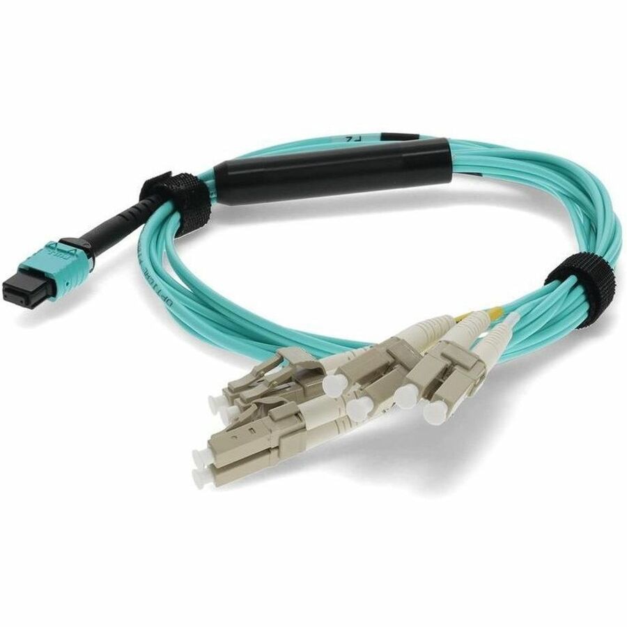 Proline 7m MPO/UPC to 4xLC/UPC Duplex Aqua OM4 OFNR (Riser-Rated) 8-Strand Fiber Fanout Cable