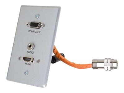 C2G RapidRun HDMI, VGA + Stereo Audio Single Gang Wall Plate Transmitter - wall plate - HDMI / VGA / audio
