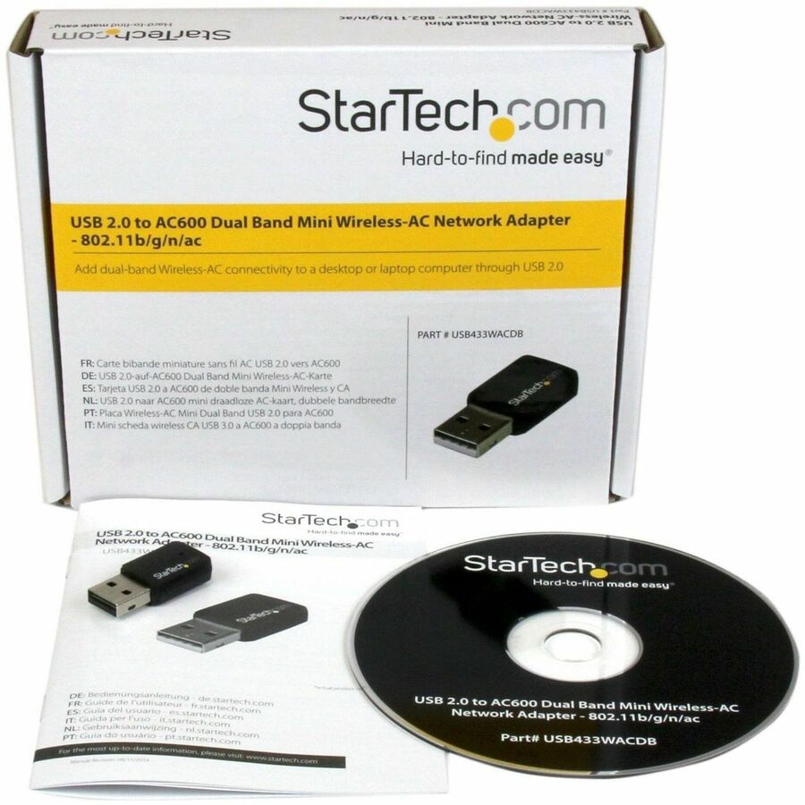 Thumbnail 5 of 5 for StarTech.com USB Wifi Adapter, AC600 Dual Band USB 2.0 Wireless-AC Network, Wireless NIC, Wi-Fi Dongle, 2.4/5 Ghz, 1T1R