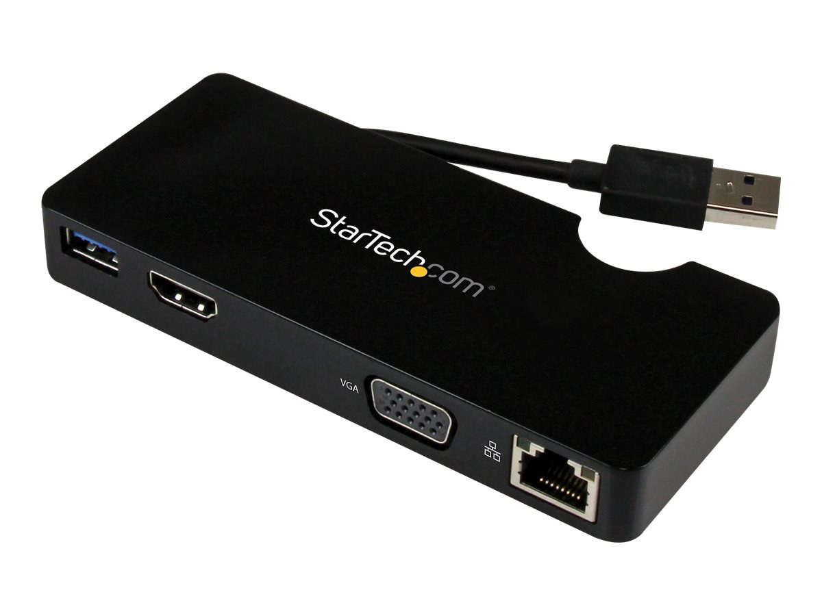 StarTech.com Portable USB 3.0 Mini Docking Station - HDMI or VGA/USB-A/GbE - USB3SMDOCKHV Docking Stations & Port Replicators - CDW.com