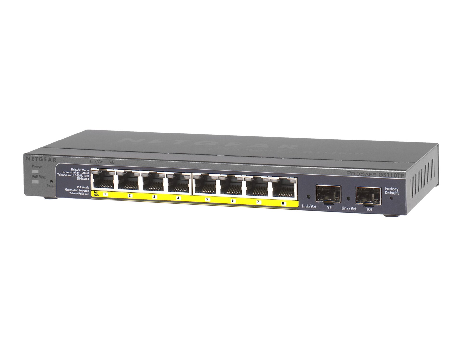 NETGEAR 8-Port Gigabit Smart Managed Pro Switch, 53w, PoE (GS110TPv2)