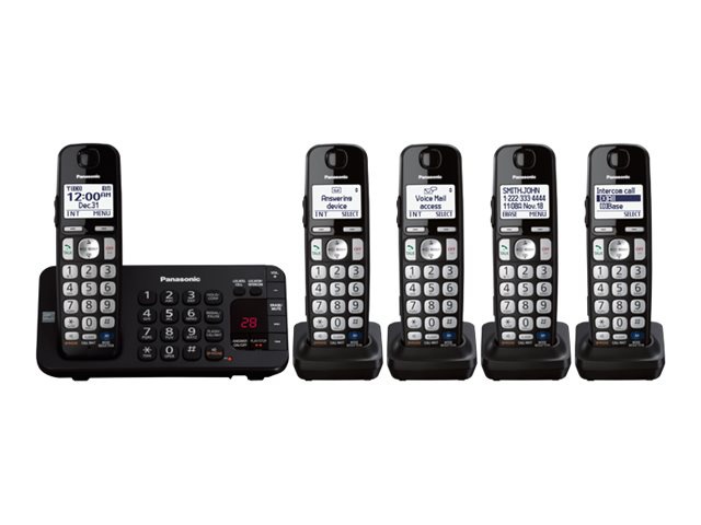 Panasonic KX-TGE245B - cordless phone - answering system with caller ID/call waiting + 4 additional handsets
