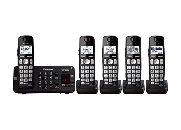 Panasonic KX-TGE245B - cordless phone - answering system with caller ID/call waiting + 4 additional handsets