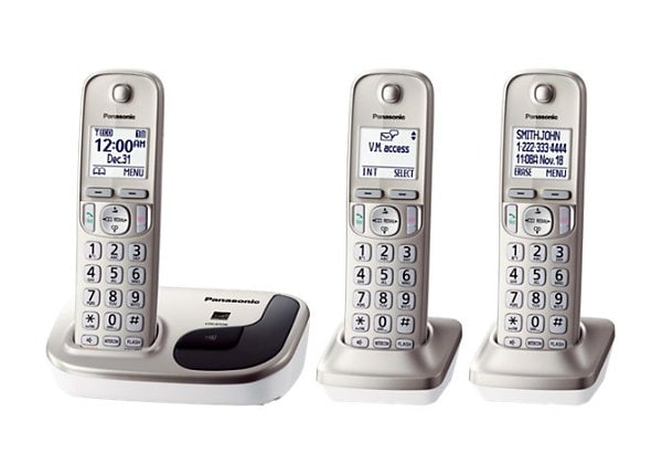 Panasonic KX-TGD213N - cordless phone with caller ID/call waiting + 2 additional handsets