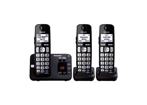 Panasonic KX-TGE233B - cordless phone - answering system with caller ID/call waiting + 2 additional handsets