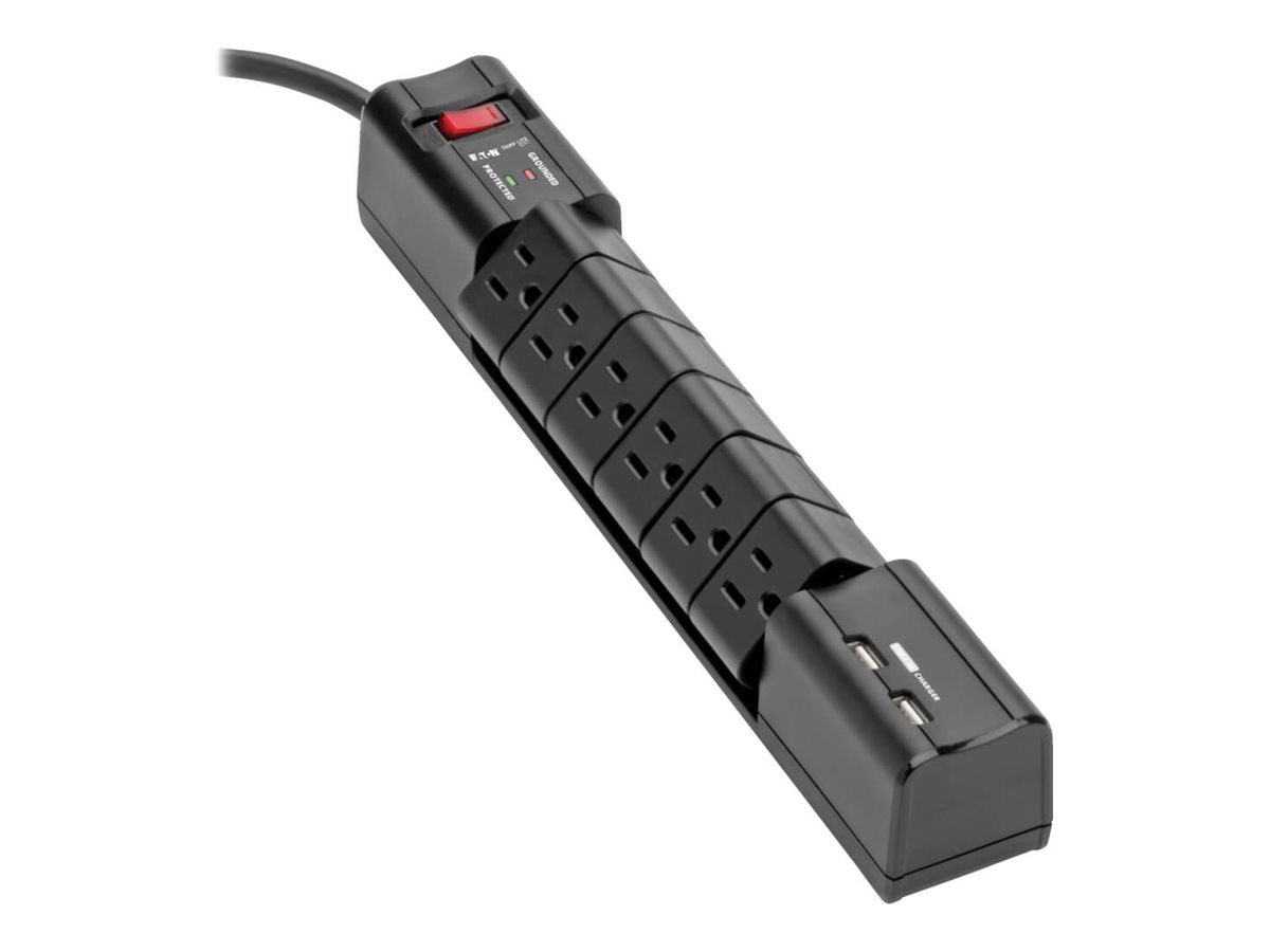 Thumbnail 3 of 8 for Eaton Tripp Lite Series Protect It! Surge Protector with 6 Rotatable Outlets, 8 ft. (2.43 m) Cord, 1080 Joules, 2xUSB