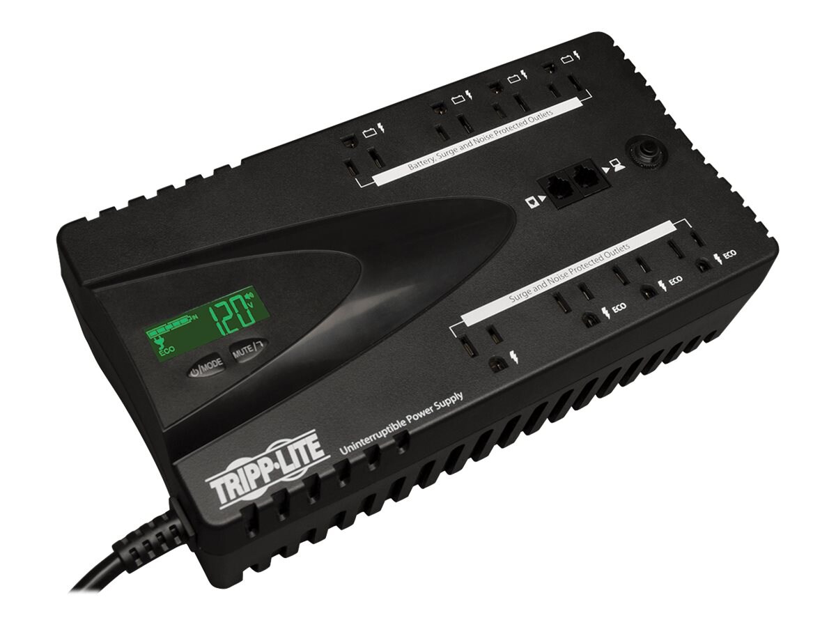 Tripp Lite 650VA 325W UPS Eco Green Battery Back Up LCD 120V USB RJ11 TAA