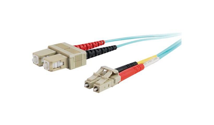 C2G 4m LC-SC 10Gb 50/125 Duplex Multimode OM3 Fiber Cable - Aqua - 13ft - n