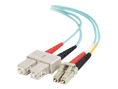 C2G 6m LC-SC 10Gb 50/125 Duplex Multimode OM3 Fiber Cable - Aqua - 20ft - n