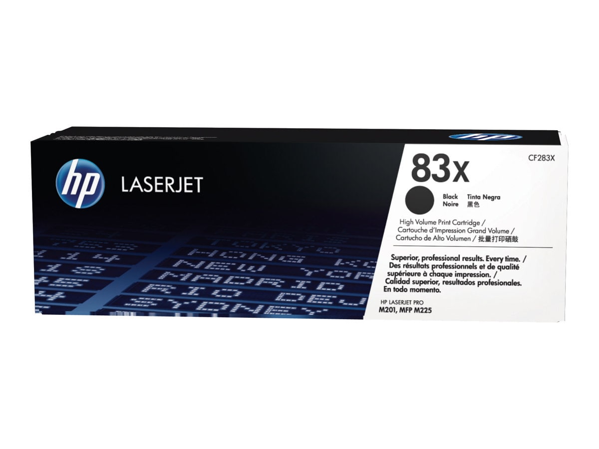 HP 83X (CF283X) Original High Yield Laser Toner Cartridge - Single Pack - Black - 1 Each