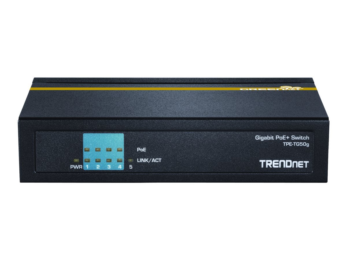 TRENDnet 5-Port Gigabit PoE+ Switch, 31 W PoE Budget, 10 Gbps Switching Cap