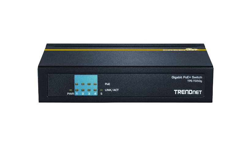 TRENDnet 5-Port Gigabit PoE+ Switch, 31 W PoE Budget, 10 Gbps Switching Capacity, Data & Power Through Ethernet To PoE