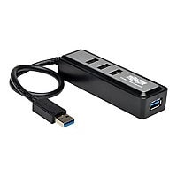 Tripp Lite Portable 4-Port USB 3.0 SuperSpeed Mini Hub with Built In Cable - hub - 4 ports
