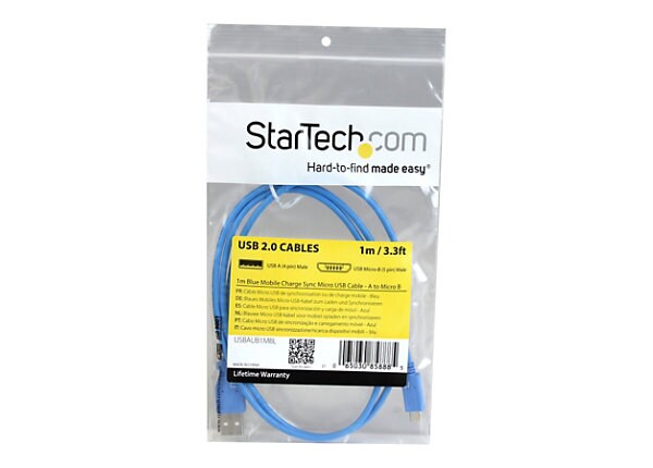 StarTech.com Micro-USB cable - 1m, blue - USB cable - 3.3 ft