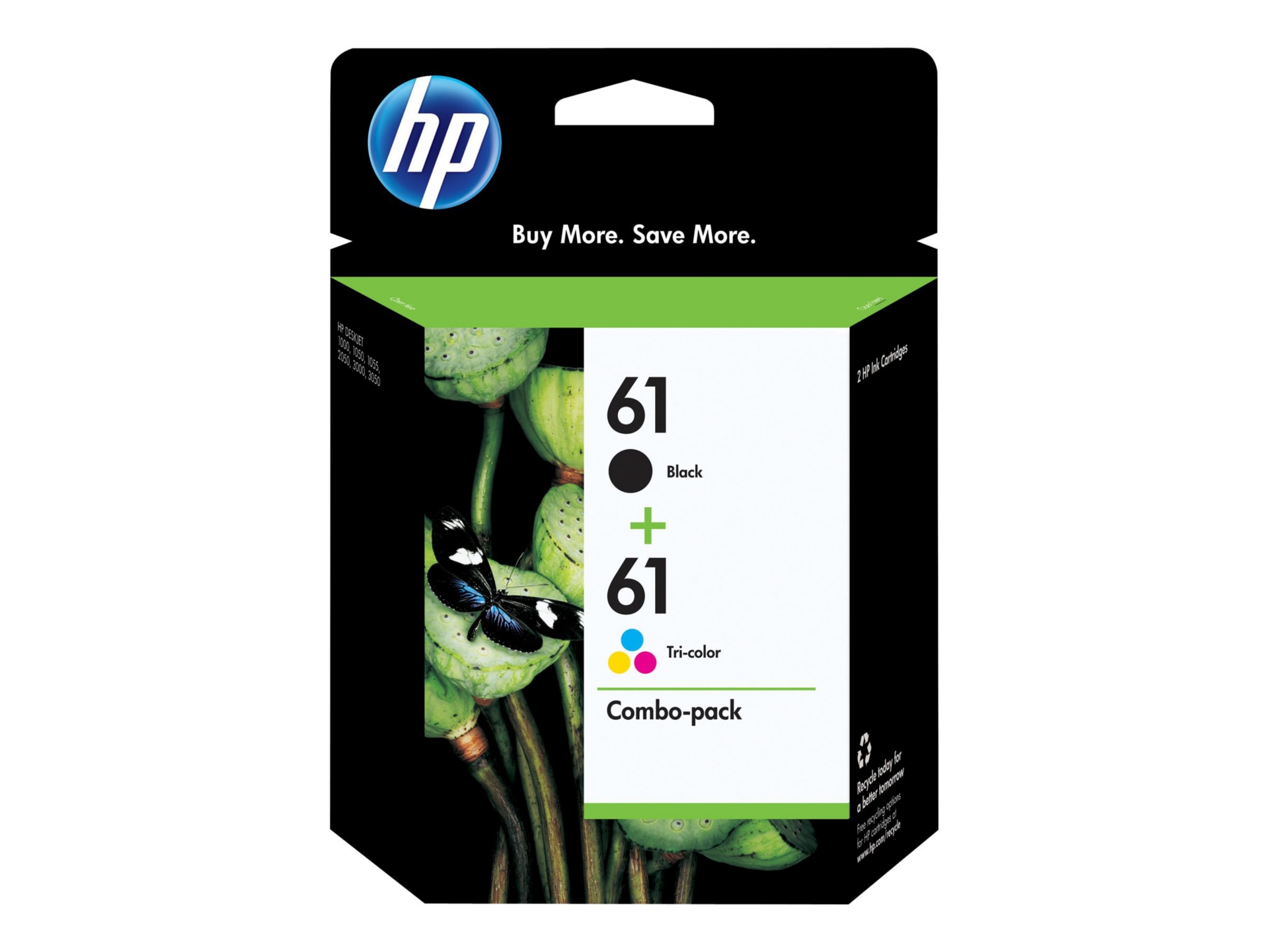 HP 61 Original Inkjet Ink Cartridge - Black, Cyan, Magenta, Yellow - 2 / Pa