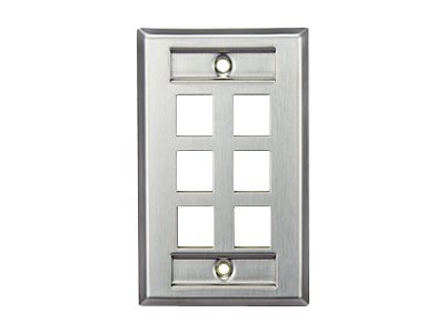 Leviton QuickPort Stainless Steel Wallplate with Designation Windows - moun