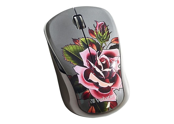 Verbatim Wireless Notebook Multi-Trac Blue LED Mouse Tattoo Series - Rose - mouse - 2.4 GHz - rose