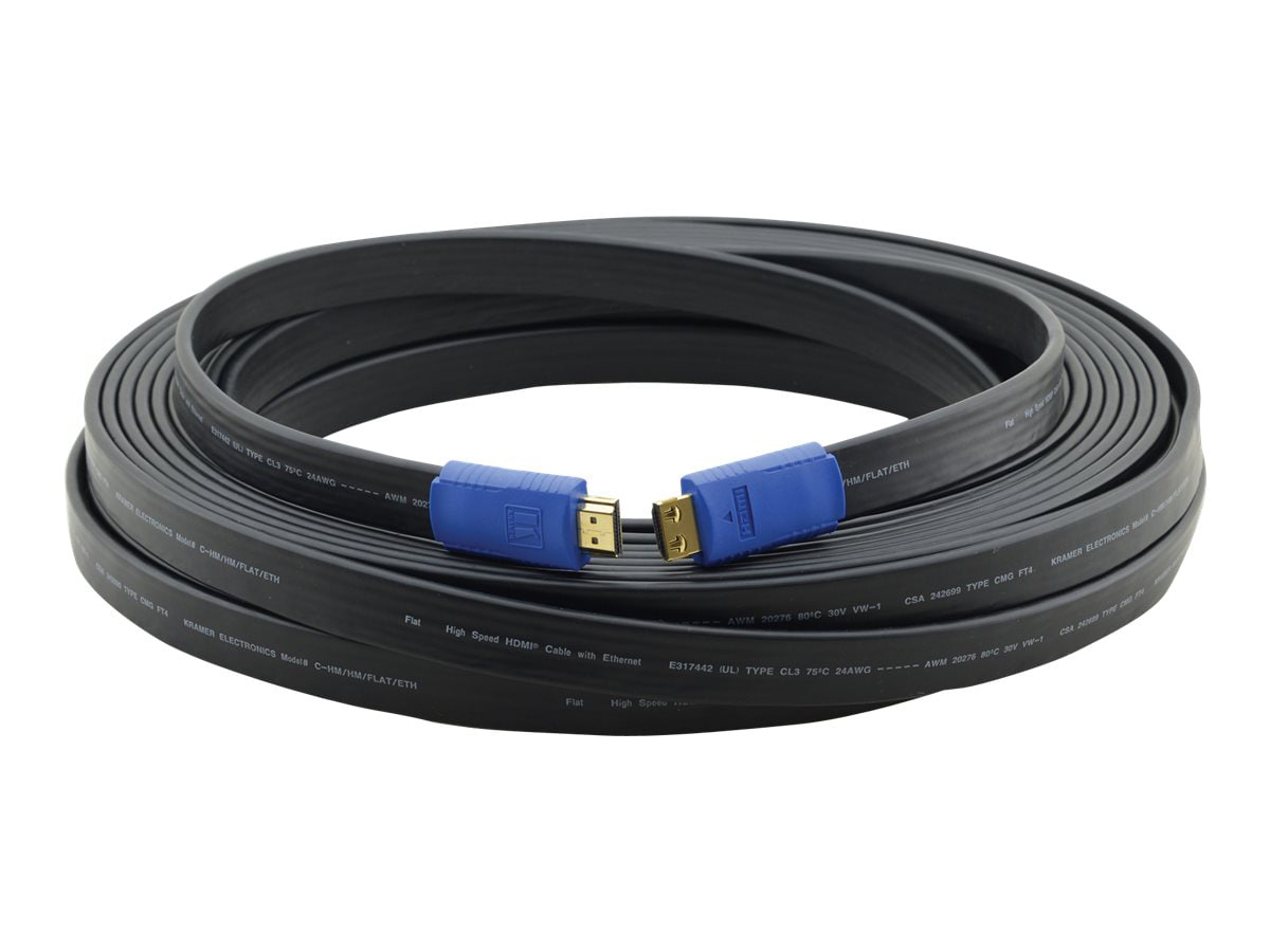 Kramer C-HM/HM/FLAT/ETH - HDMI cable with Ethernet - 25 ft