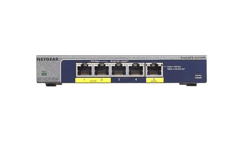 NETGEAR 5-Port Gigabit Smart Managed Plus Switch, PD Powered (GS105PE)