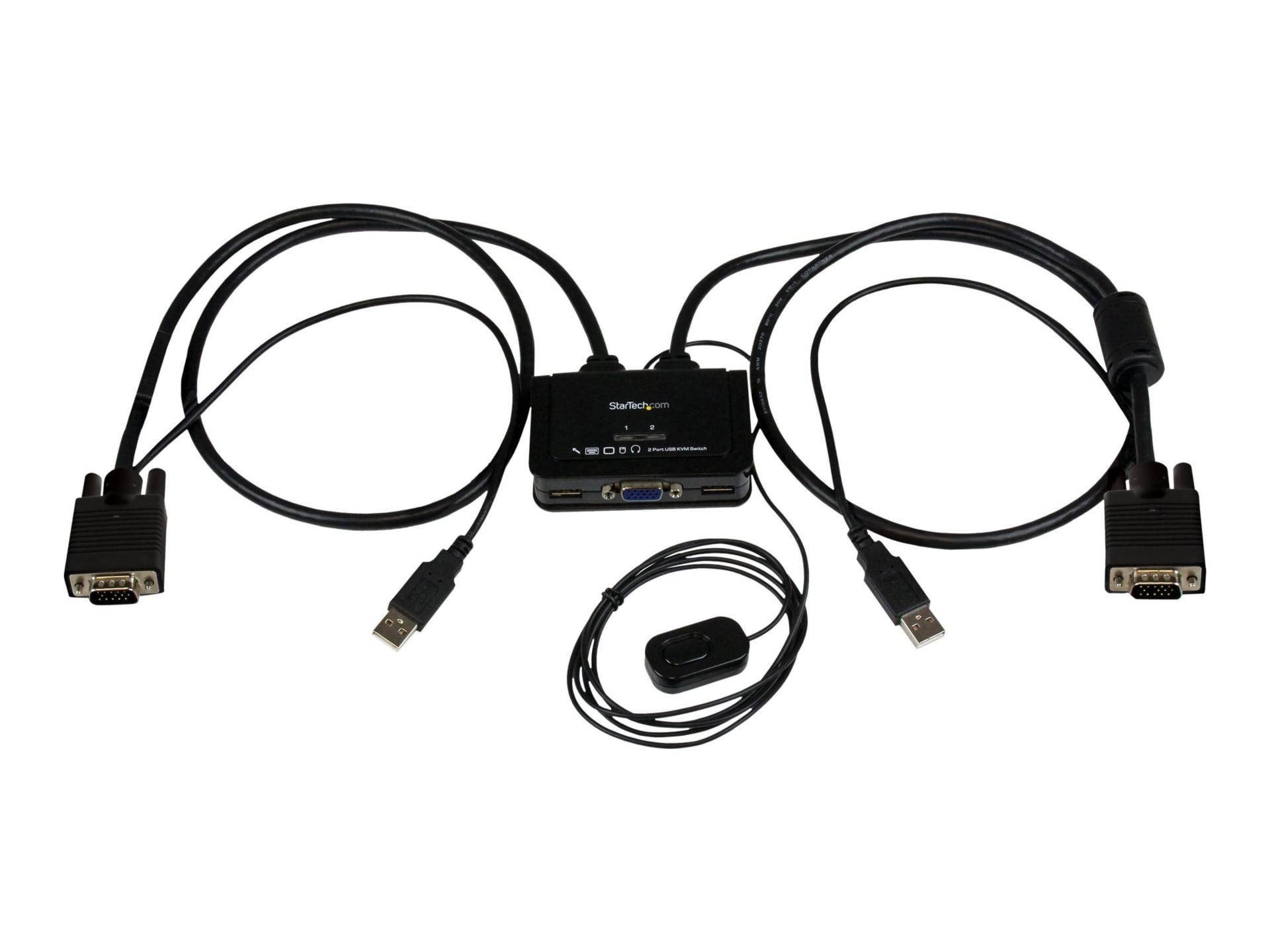 StarTech.com 2 Port USB VGA Cable KVM Switch - USB Powered w/ Remote ...