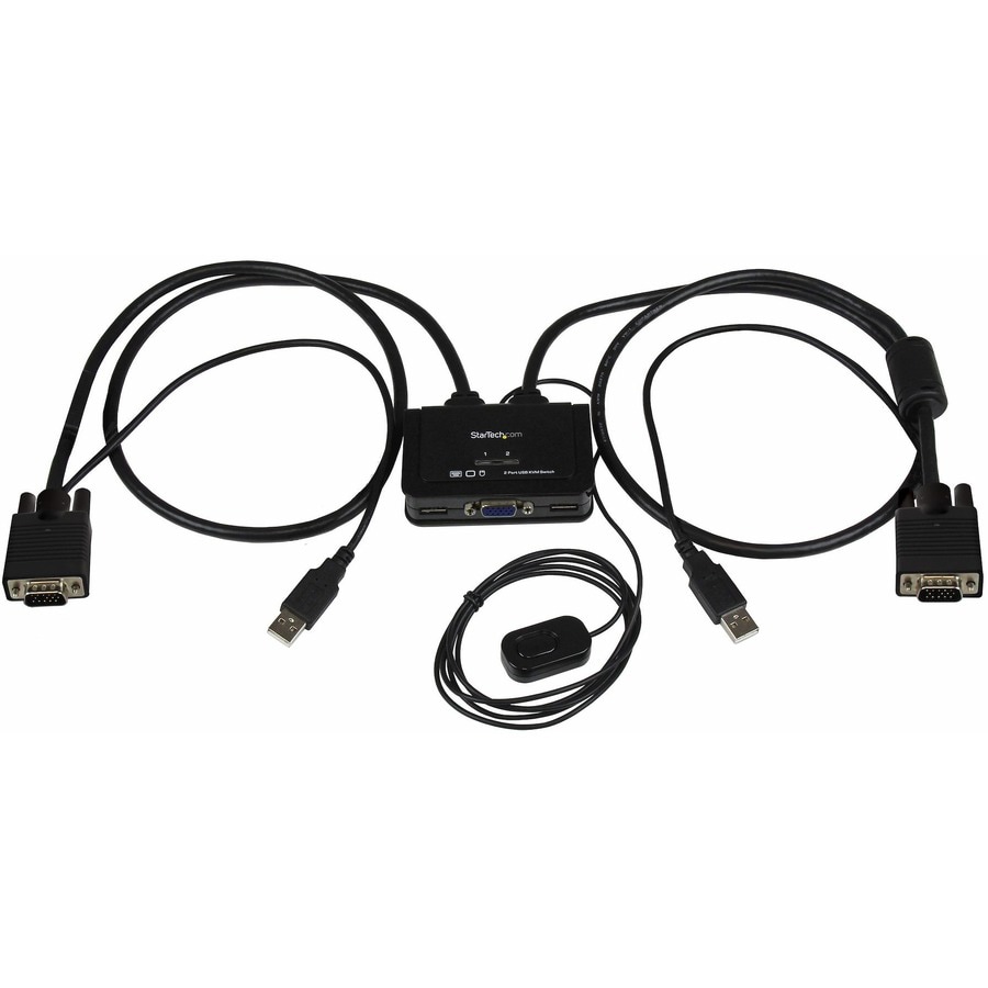 StarTech.com 2 Port USB VGA Cable KVM Switch - USB Powered w/ Remote ...