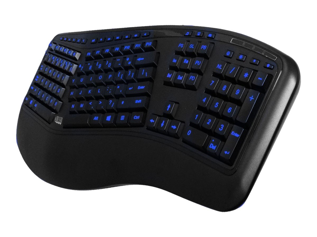 Adesso Color Illuminated Ergonomic Keyboard