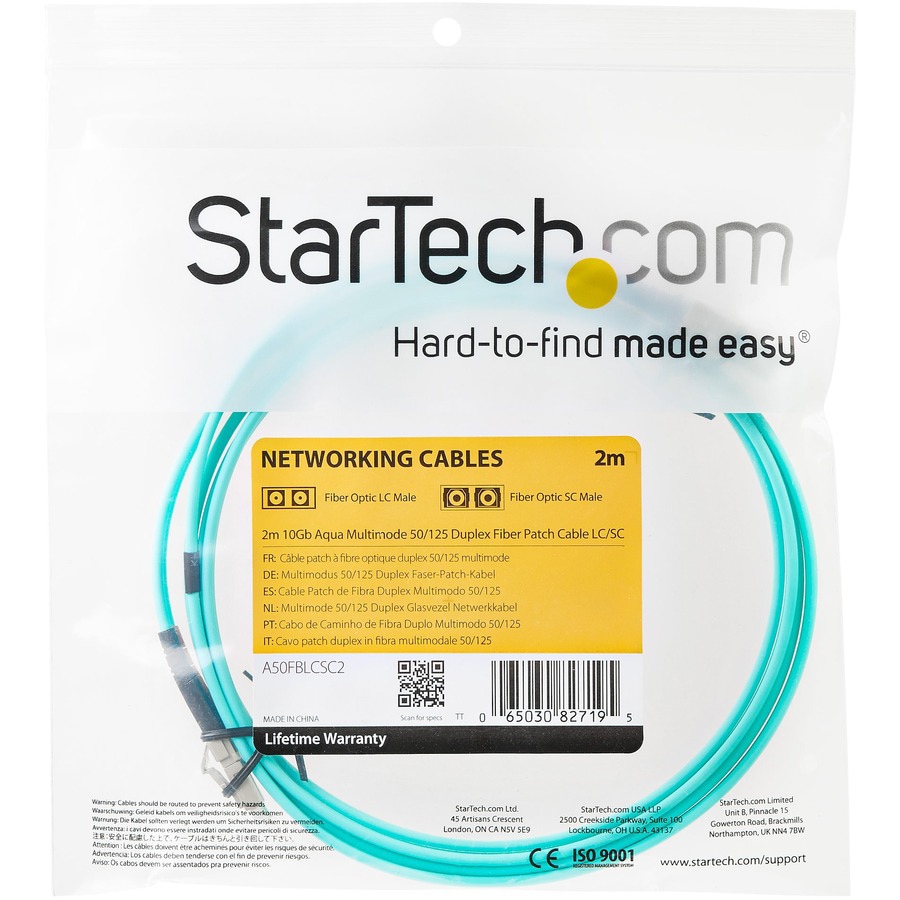 Thumbnail 4 of 9 for StarTech.com 2m (6ft) LC/UPC to LC/UPC OM3 Multimode Fiber Optic Cable, Full Duplex 50/125, 100G, LSZH Jumper Cord