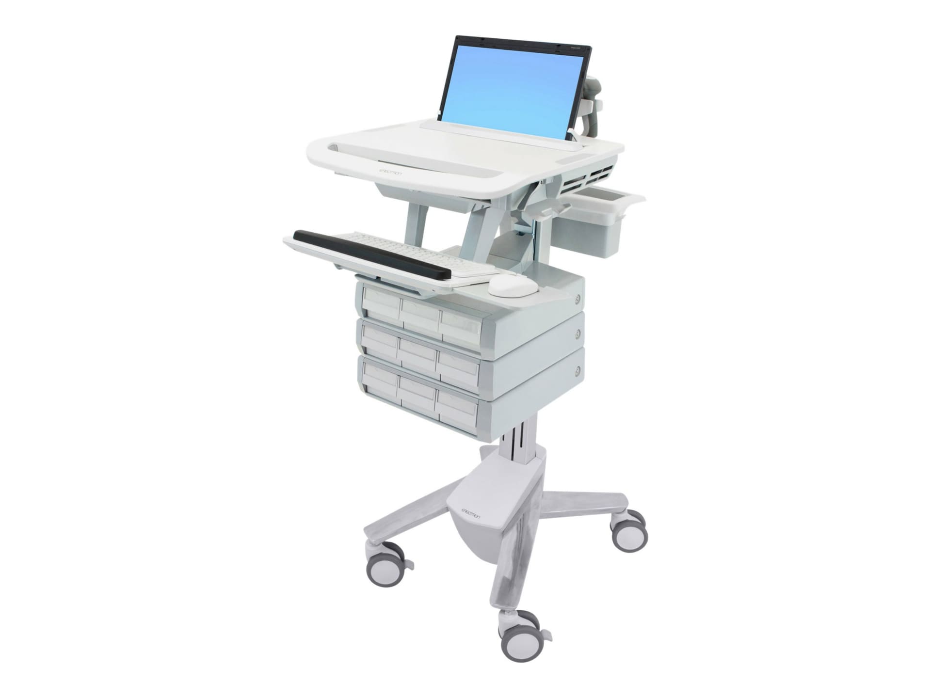Ergotron StyleView cart - open architecture - for notebook / keyboard / mouse / scanner - gray, white, polished aluminum