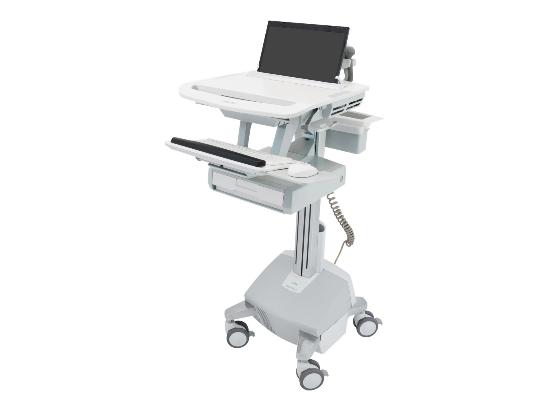 Ergotron StyleView cart - open architecture - for notebook / keyboard / mouse - gray, white, polished aluminum - TAA