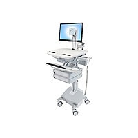 Ergotron StyleView cart - for LCD display / keyboard / mouse / CPU / notebook / barcode scanner - gray, white, polished