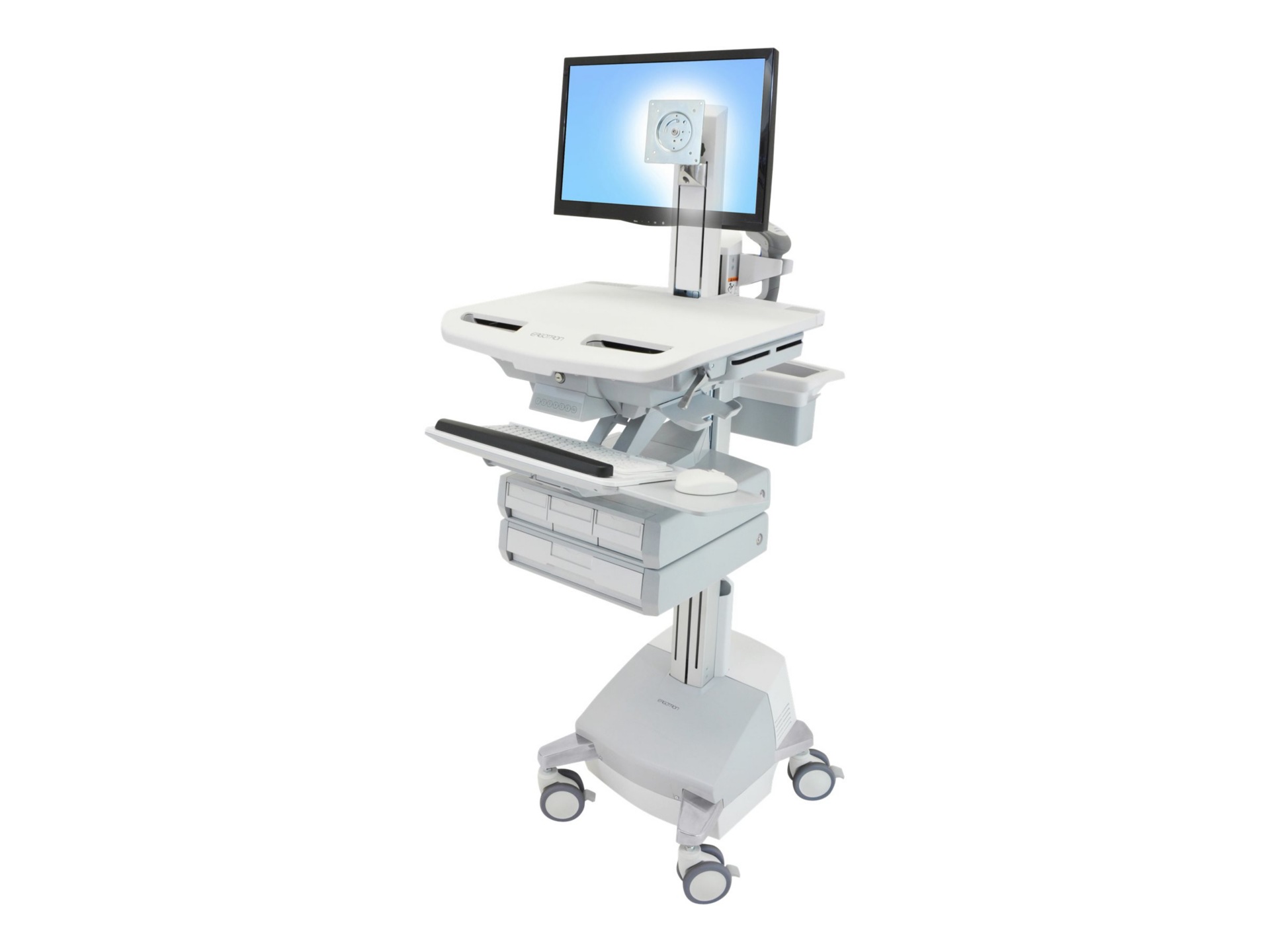 Ergotron StyleView cart - for LCD display / keyboard / mouse / CPU / notebook / barcode scanner - gray, white, polished