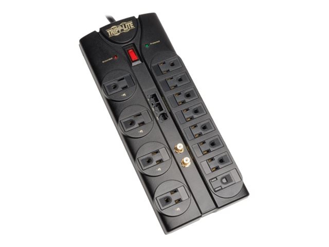 Eaton Tripp Lite Series Surge Protector 120V 12 Outlet RJ11 RJ45 Coax 8' Cr
