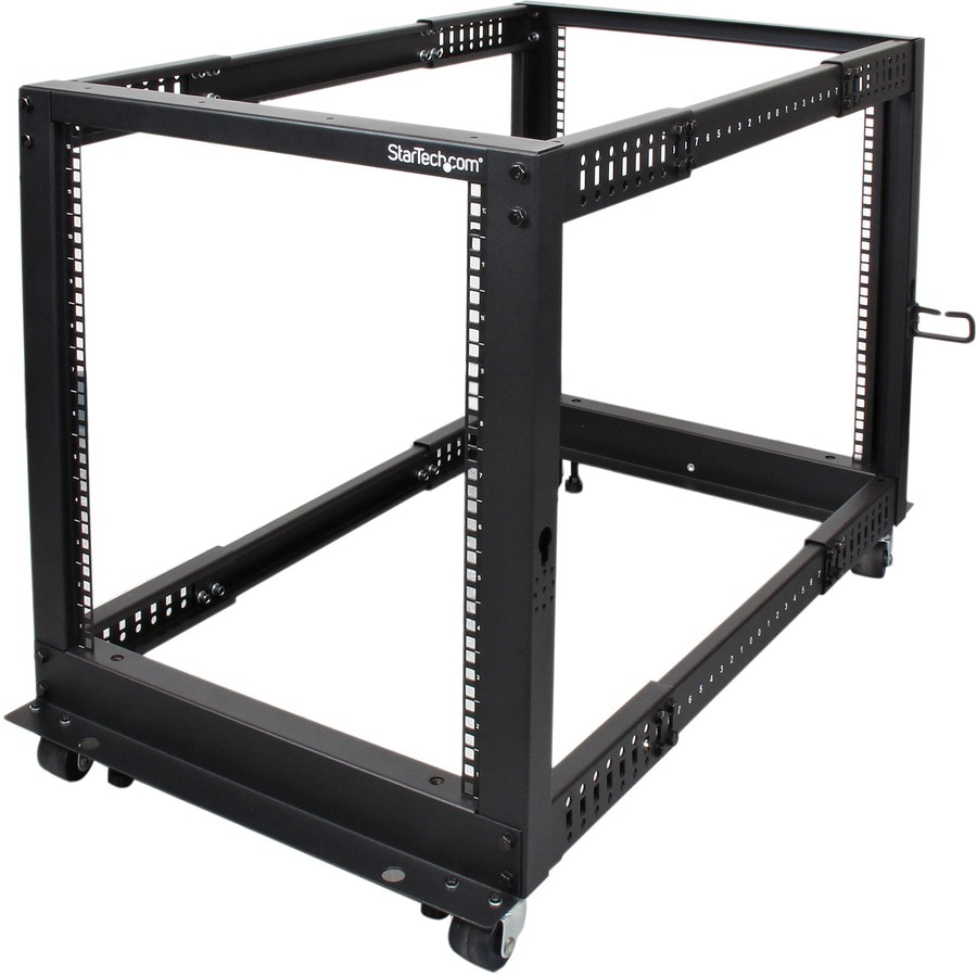 StarTech.com 4-Post 12U Mobile Open Frame Server Rack, 19" Network Rack with Casters, Rolling Rack for