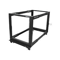 StarTech.com 4-Post 12U Mobile Open Frame Server Rack, 19" Network Rack with Casters, Rolling Rack for