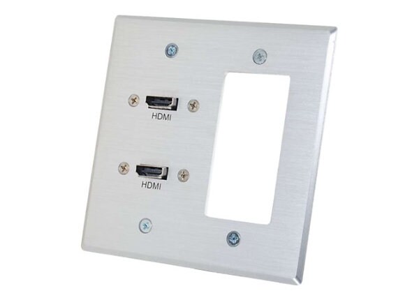 C2G Dual HDMI Pass Through Double Gang Wall Plate with One Cutout -Aluminum - mounting plate