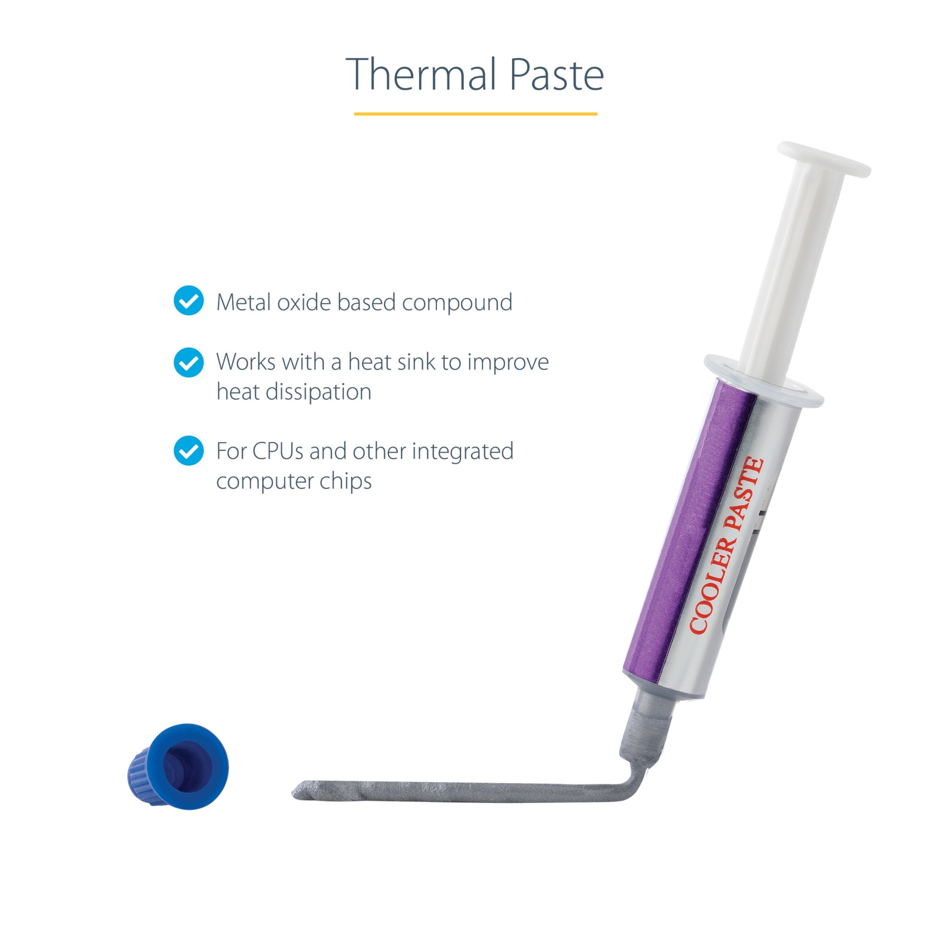Thumbnail 2 of 10 for StarTech.com Thermal Paste, Metal Oxide Compound, Re-sealable Syringe (1.5g), CPU/GPU Thermal Grease Paste