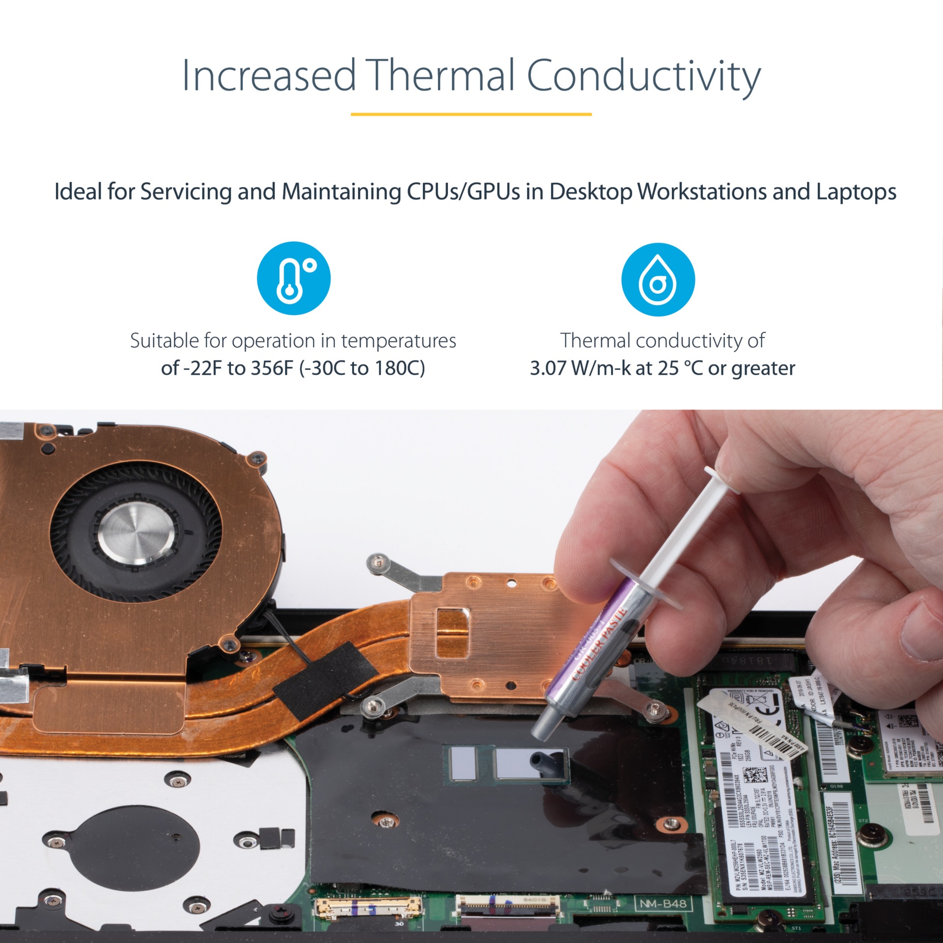 Thumbnail 3 of 10 for StarTech.com Thermal Paste, Metal Oxide Compound, Re-sealable Syringe (1.5g), CPU/GPU Thermal Grease Paste