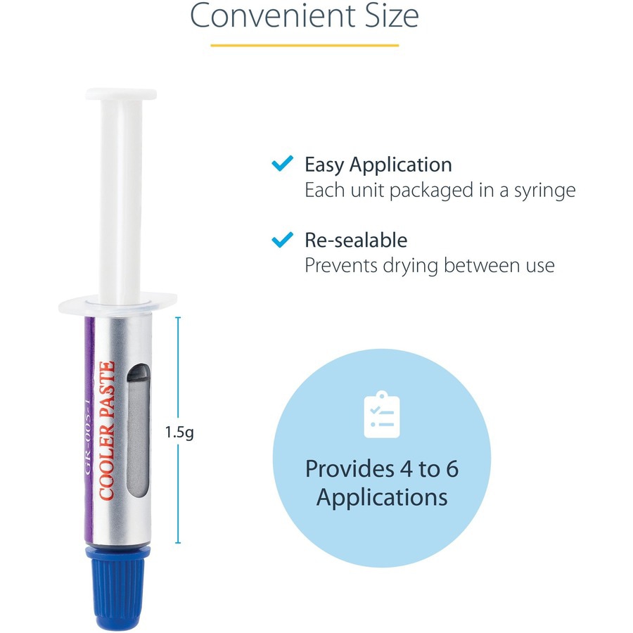 Thumbnail 6 of 10 for StarTech.com Thermal Paste, Metal Oxide Compound, Re-sealable Syringe (1.5g), CPU/GPU Thermal Grease Paste