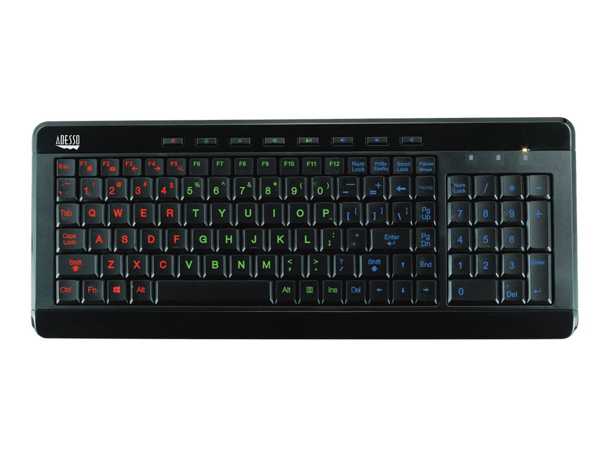 Adesso 3-Color Illuminated Compact Multimedia Keyboard