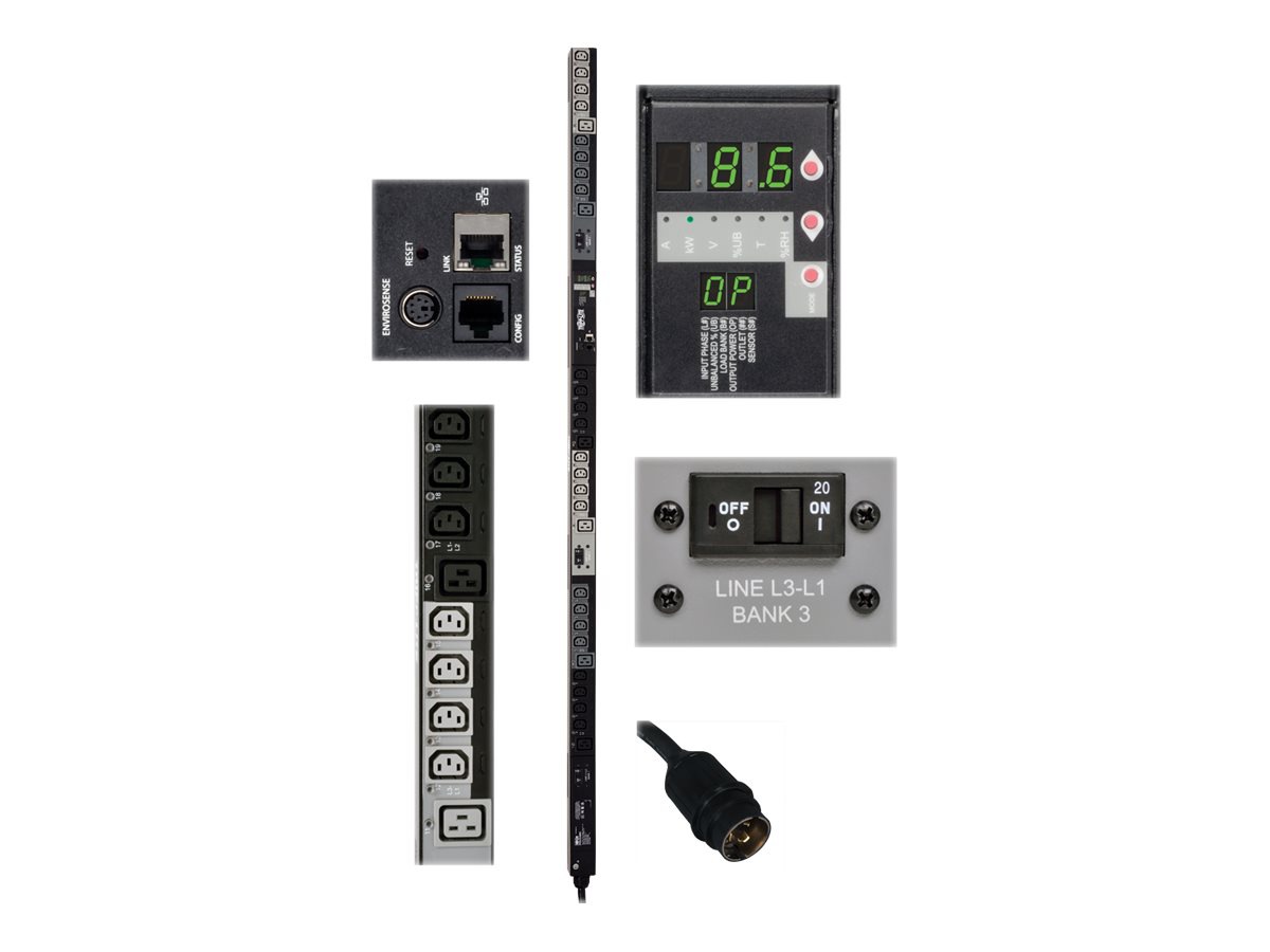 Tripp Lite PDU 3-Phase Switched 208V 8.6 kW L21-30P 24 C13; 6 C19 0URM TAA