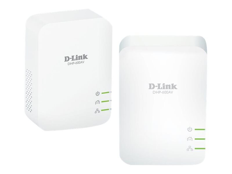 D-Link PowerLine AV2 600 Gigabit Starter Kit DHP-601AV - powerline adapter kit - wall-pluggable